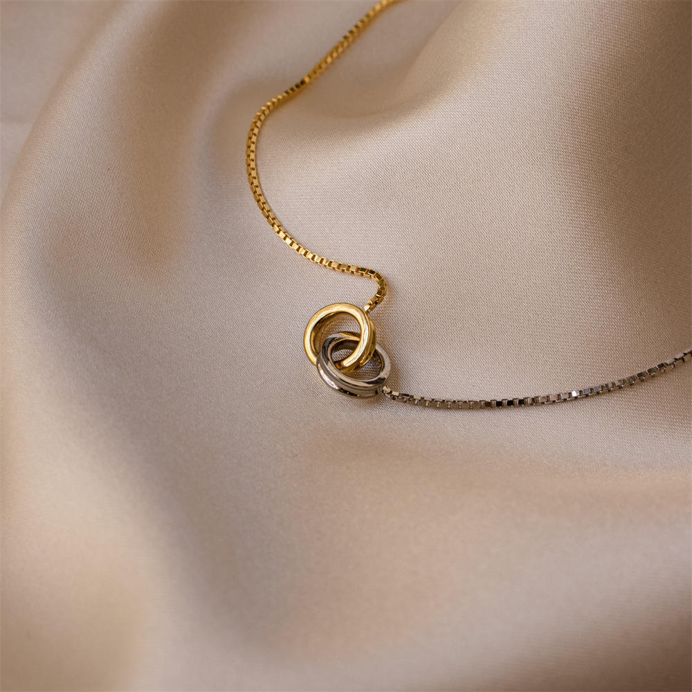 Amara Interlocking Two-Tone Eternity Ring Necklace