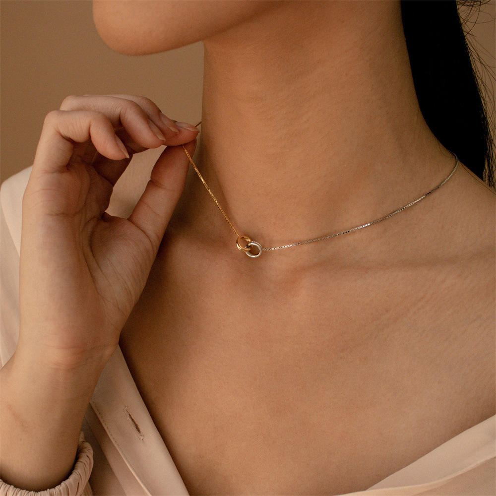 Amara Interlocking Two-Tone Eternity Ring Necklace