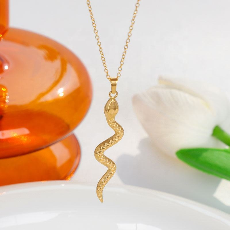 Medusa Textured Snake Pendant Necklace