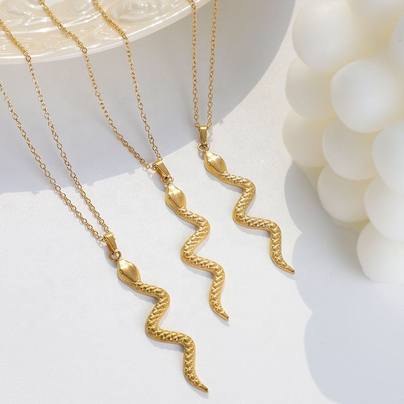 Medusa Textured Snake Pendant Necklace