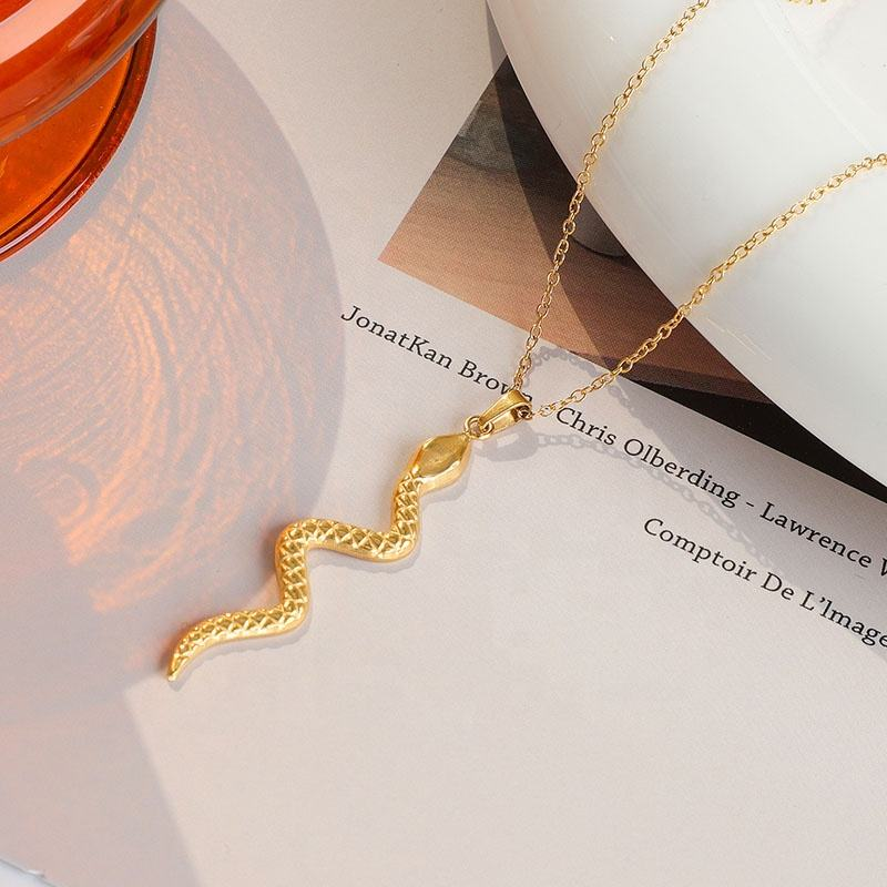 Medusa Textured Snake Pendant Necklace