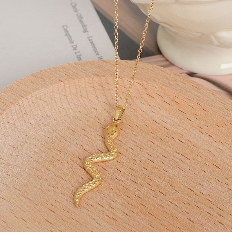 Medusa Textured Snake Pendant Necklace