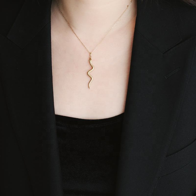 Medusa Textured Snake Pendant Necklace