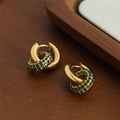 Aria Interlocking Emerald Huggie Hoop Earrings