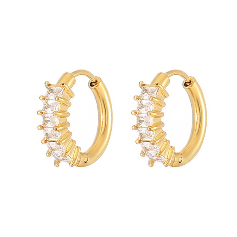 Iris Baguette Crystal Huggie Hoop Earrings