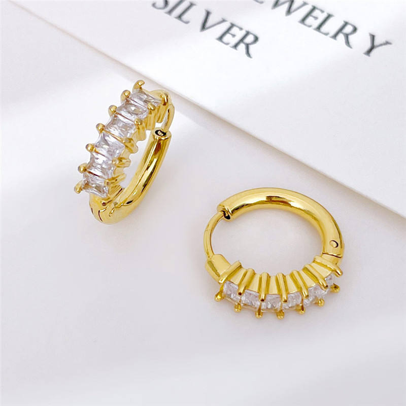 Iris Baguette Crystal Huggie Hoop Earrings