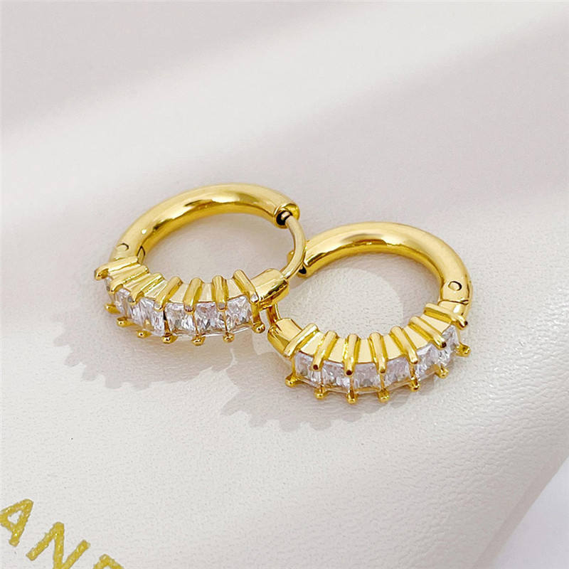 Iris Baguette Crystal Huggie Hoop Earrings