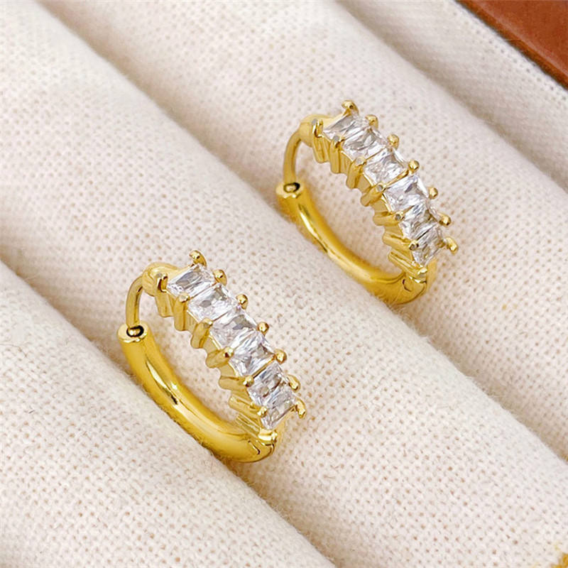 Iris Baguette Crystal Huggie Hoop Earrings