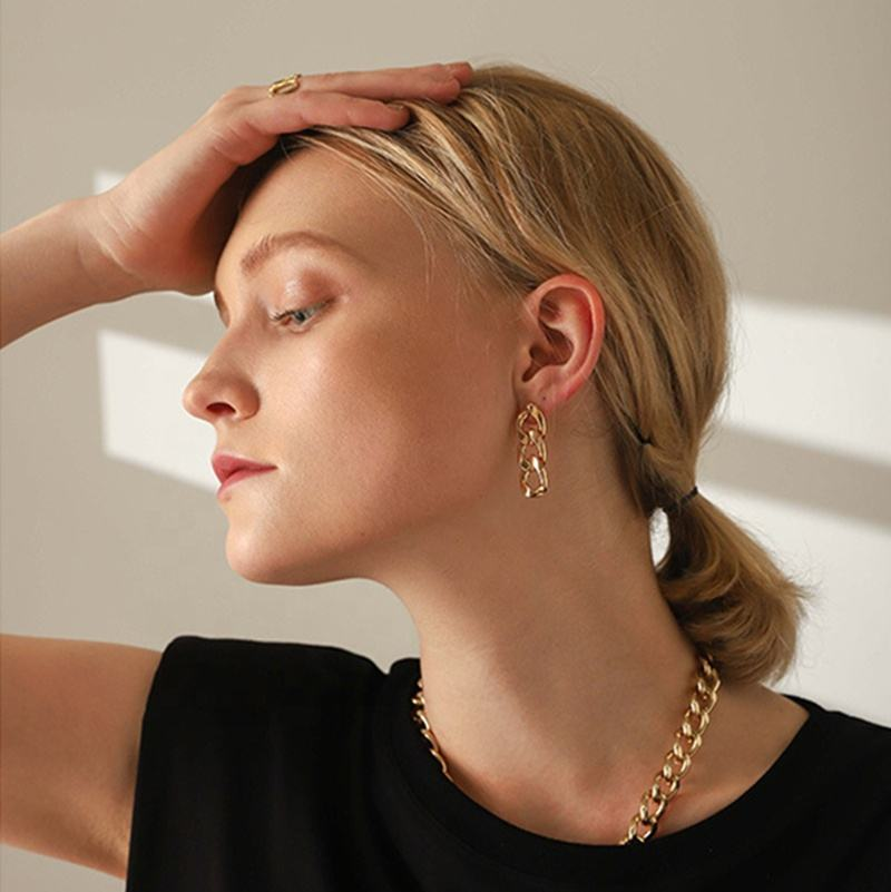 Sienna Curb Chain Link Drop Earrings