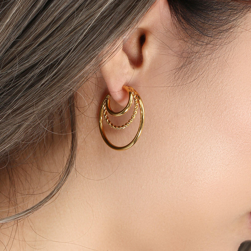 Aurelia Layered Triple Hoop Earrings