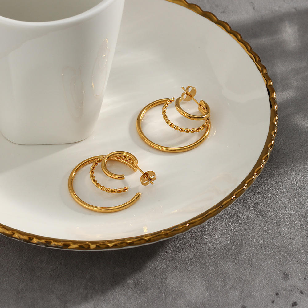 Aurelia Layered Triple Hoop Earrings