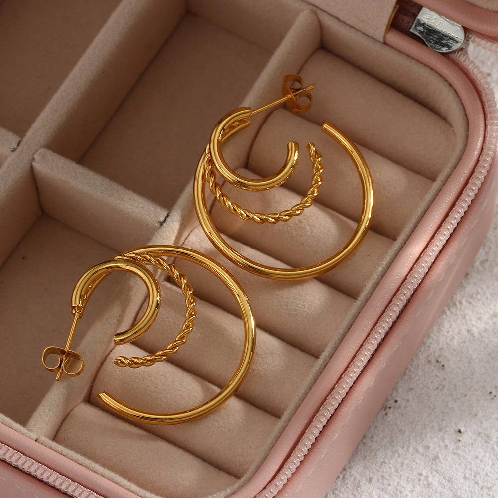 Aurelia Layered Triple Hoop Earrings
