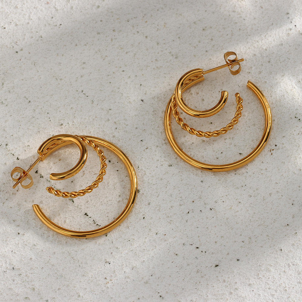 Aurelia Layered Triple Hoop Earrings
