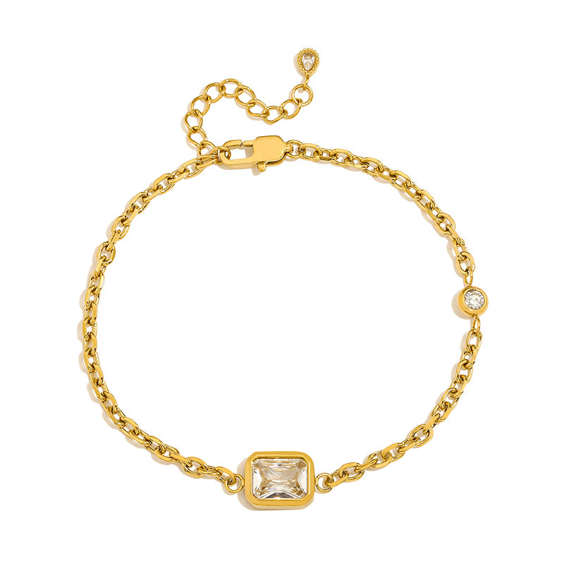 Aria Emerald-Cut Crystal Bezel Station Bracelet