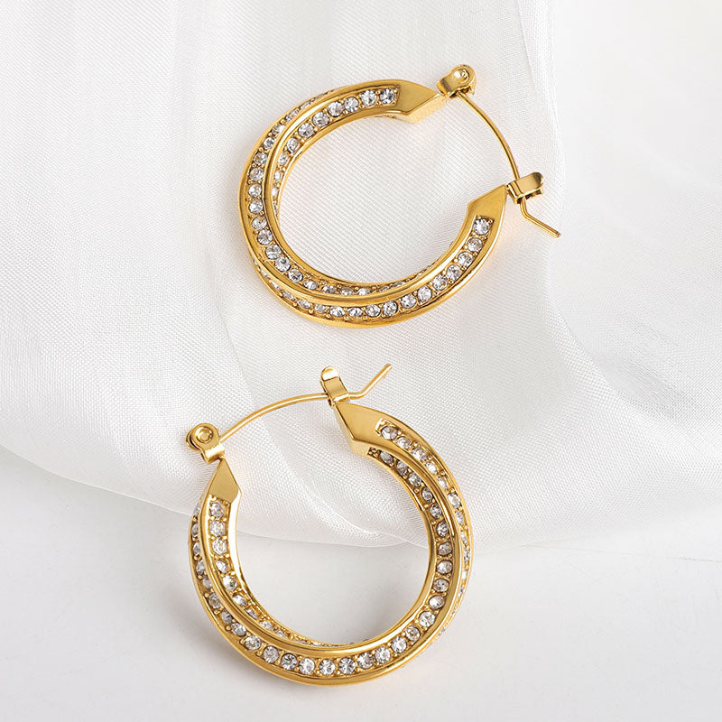 Lyra Twisted Crystal Pave Hoop Earrings