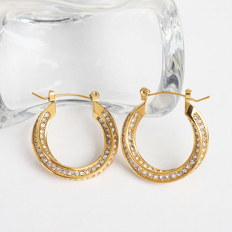Lyra Twisted Crystal Pave Hoop Earrings