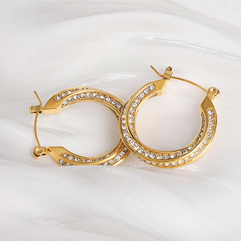 Lyra Twisted Crystal Pave Hoop Earrings