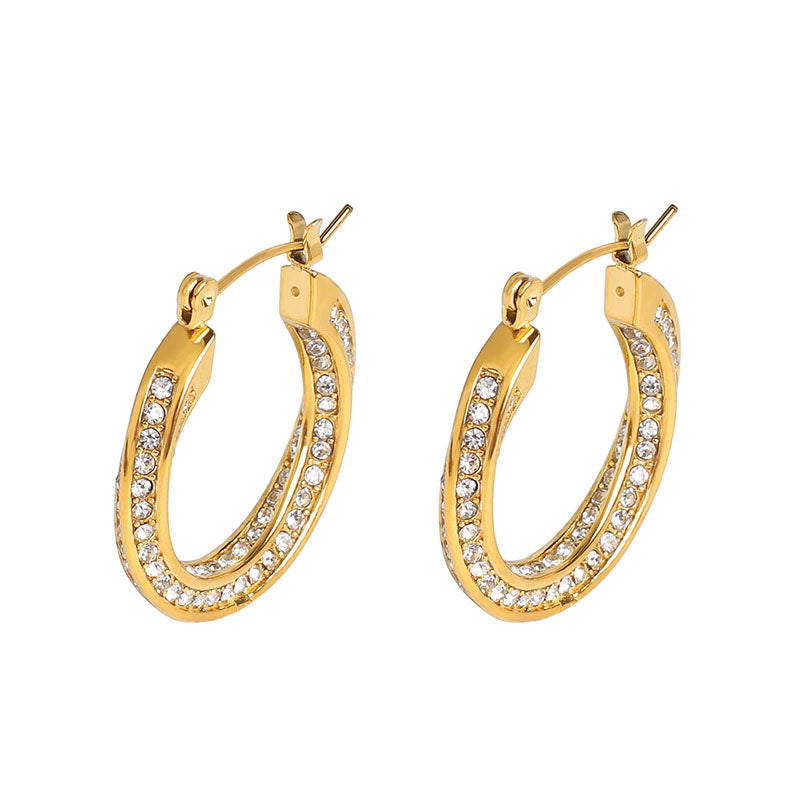 Lyra Twisted Crystal Pave Hoop Earrings