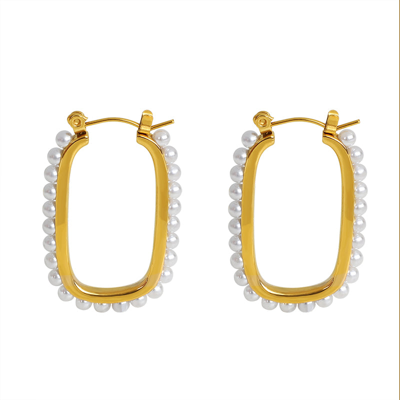 Nova Elongated Oval Crystal Hoop Earrings