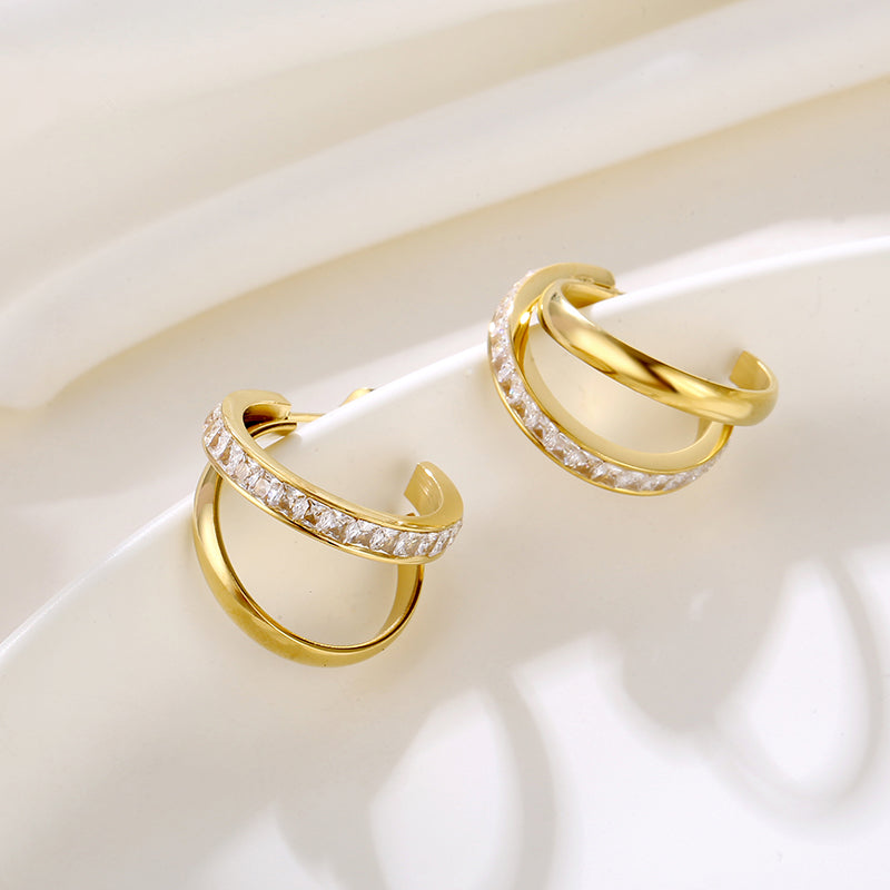 Zuri Interlocking Double Band Hoop Earrings