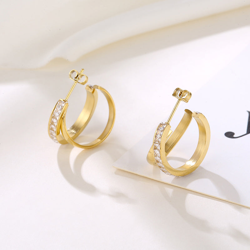 Zuri Interlocking Double Band Hoop Earrings