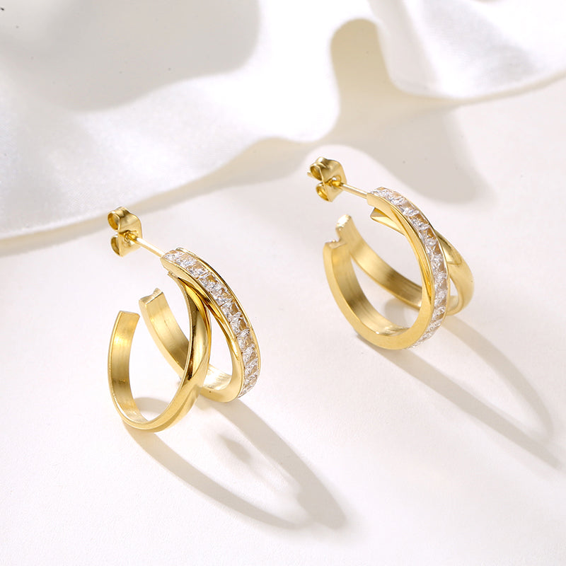 Zuri Interlocking Double Band Hoop Earrings