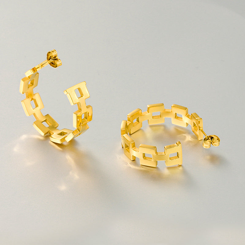 Valencia Geometric Cutout Hoop Earrings