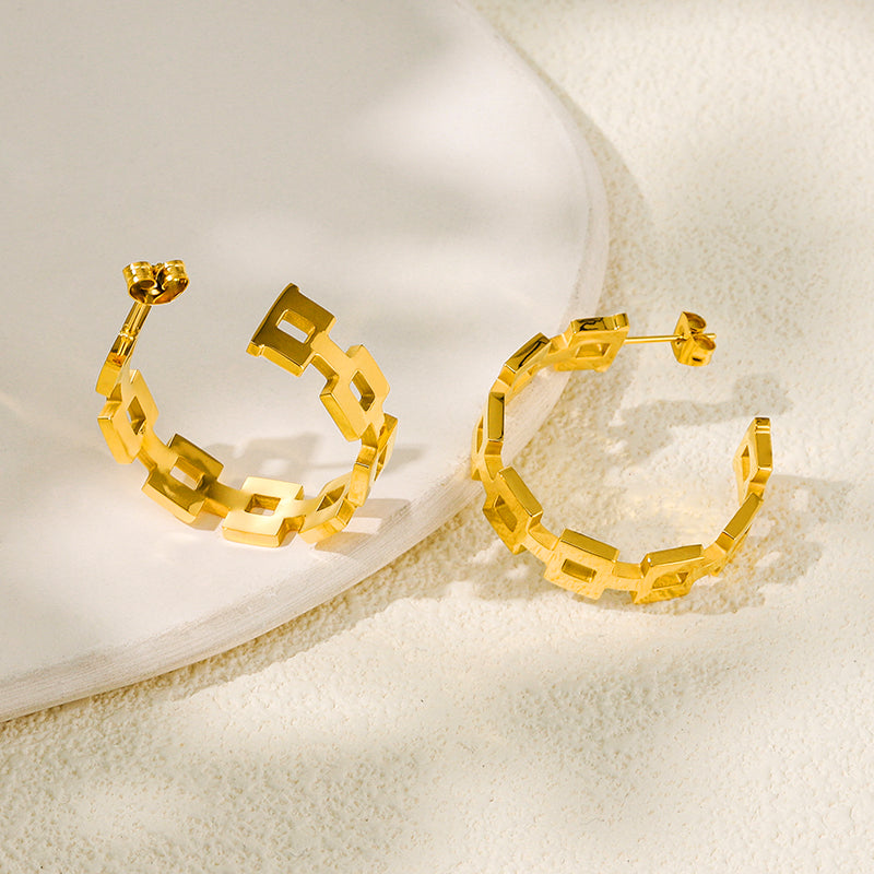 Valencia Geometric Cutout Hoop Earrings