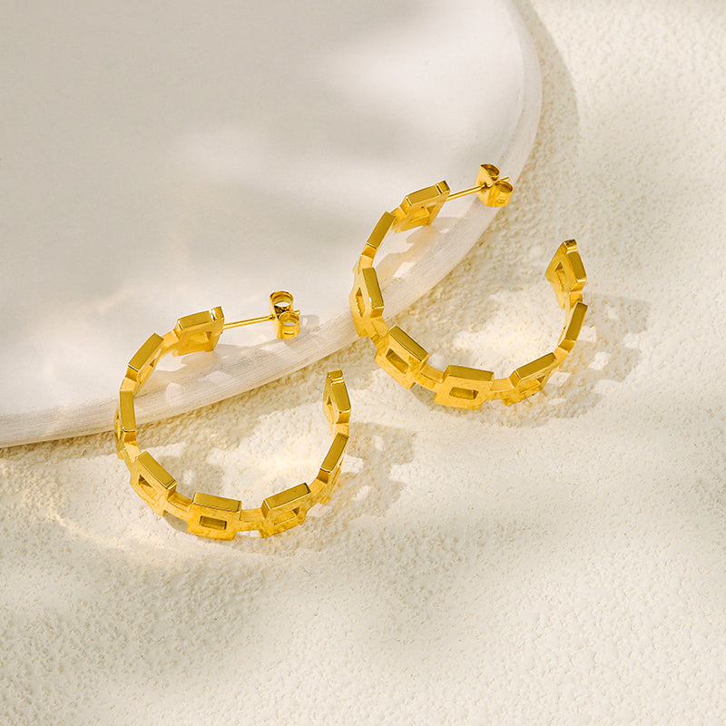 Valencia Geometric Cutout Hoop Earrings
