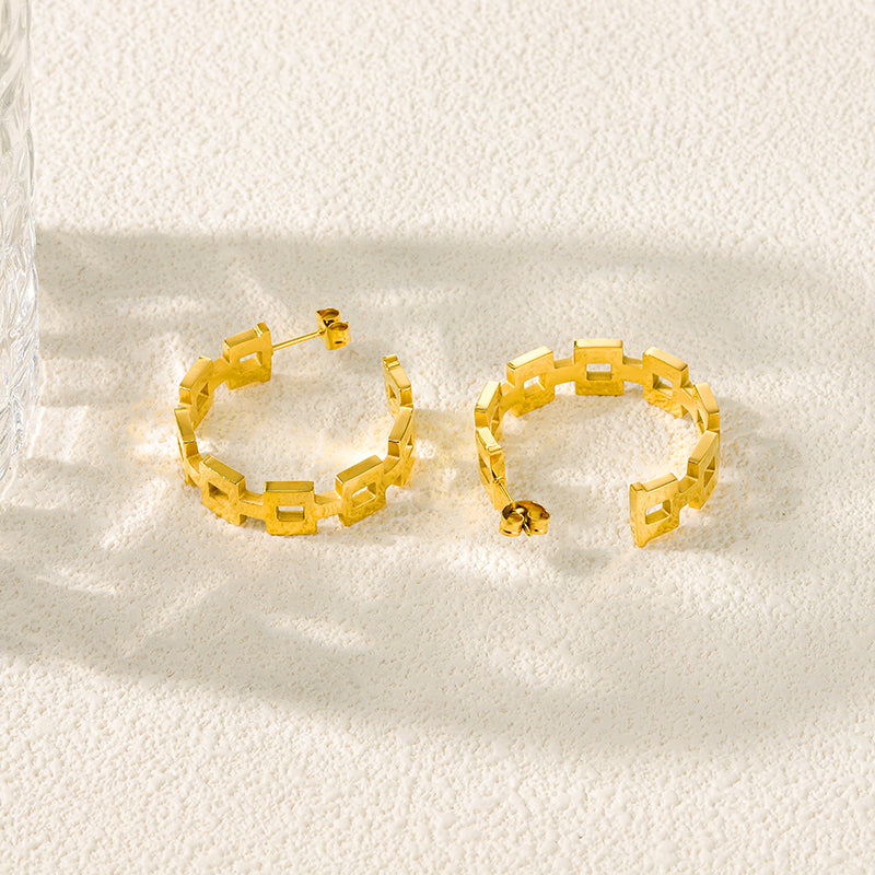 Valencia Geometric Cutout Hoop Earrings