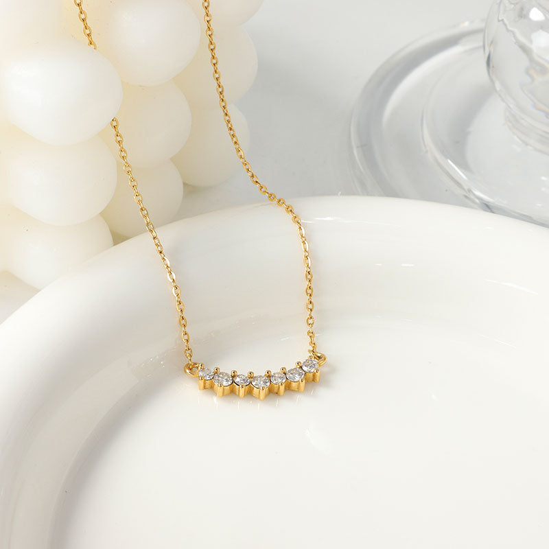 Celeste Curved Bar Diamond-Cut Zirconia Necklace