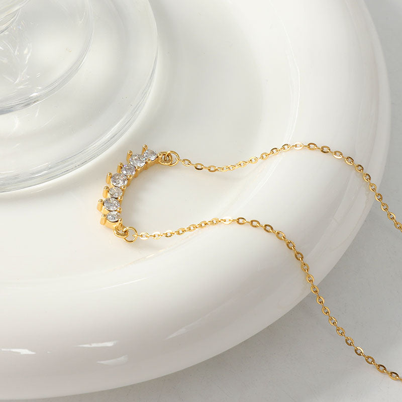 Celeste Curved Bar Diamond-Cut Zirconia Necklace