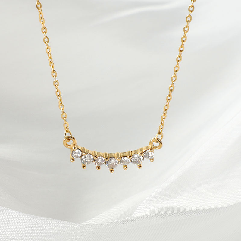 Celeste Curved Bar Diamond-Cut Zirconia Necklace