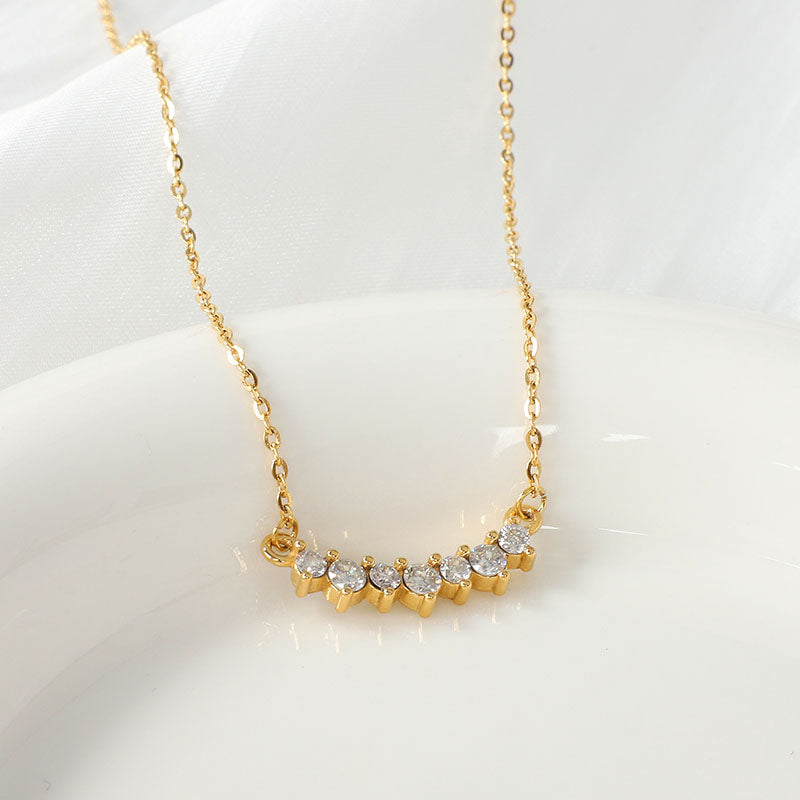 Celeste Curved Bar Diamond-Cut Zirconia Necklace