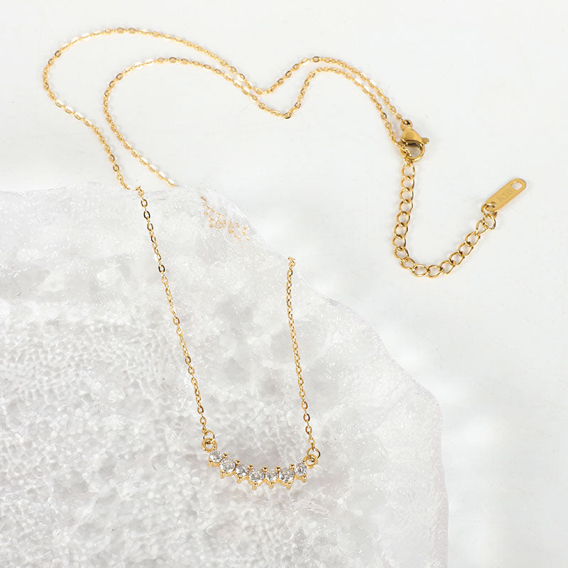 Celeste Curved Bar Diamond-Cut Zirconia Necklace