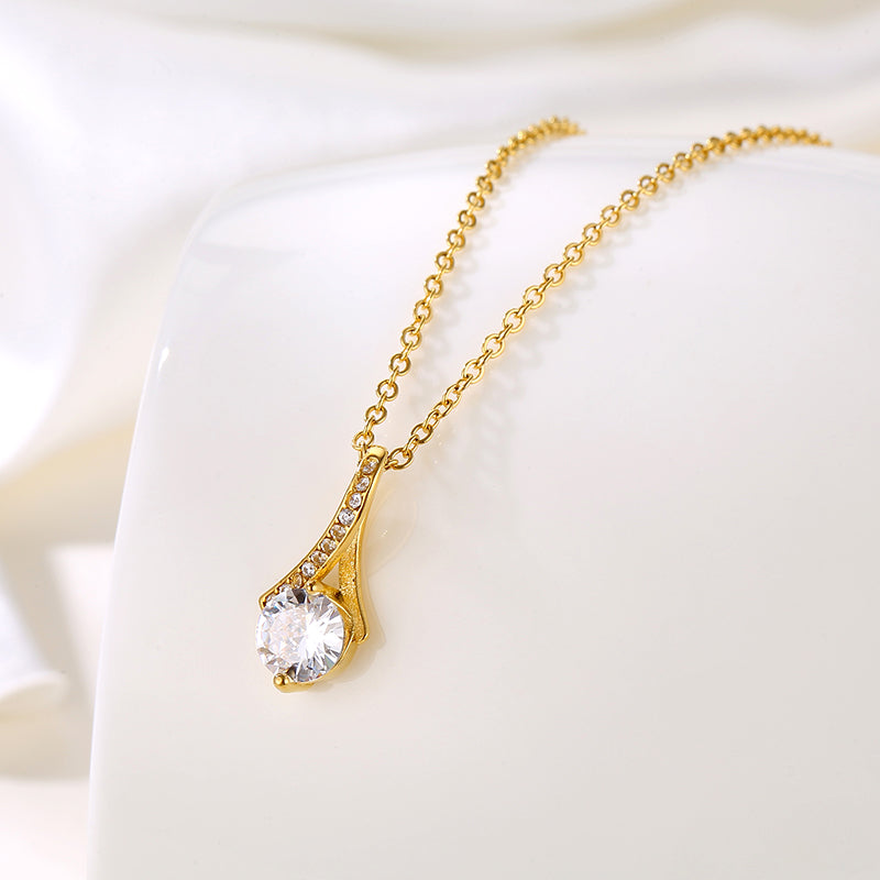 Seraphina Solitaire Ribbon Pendant Necklace
