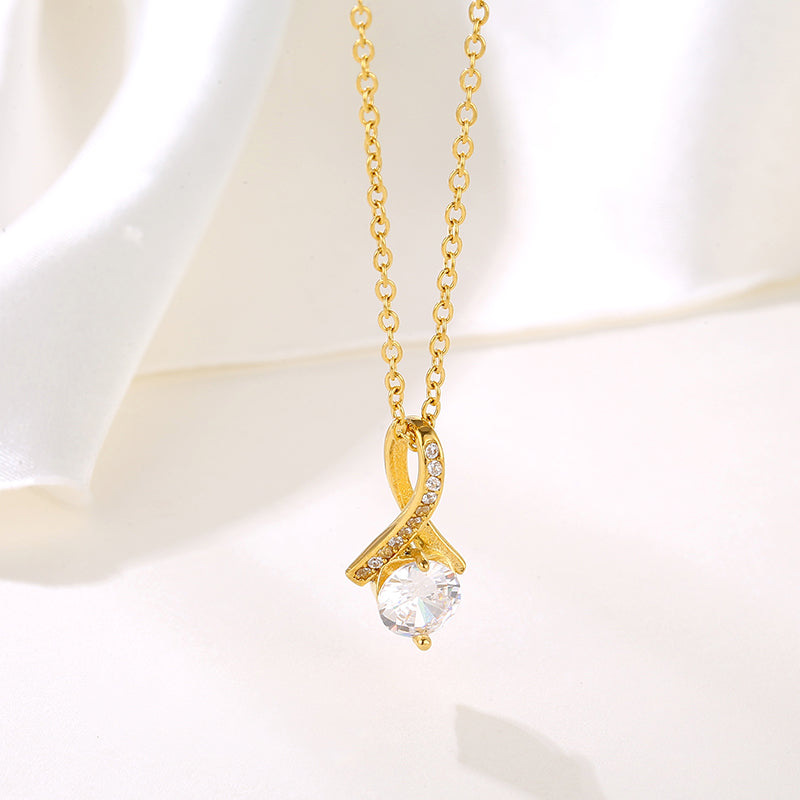 Seraphina Solitaire Ribbon Pendant Necklace