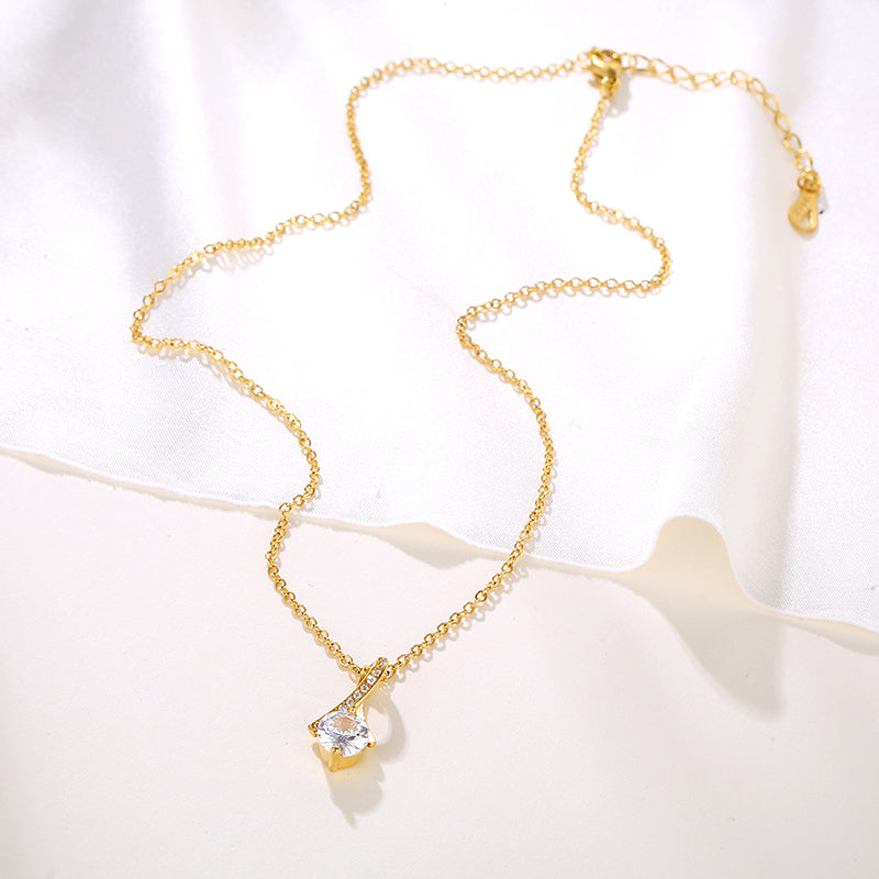 Seraphina Solitaire Ribbon Pendant Necklace