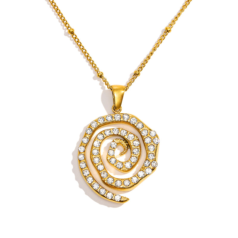 Athena Crystal Swirl Pendant Necklace
