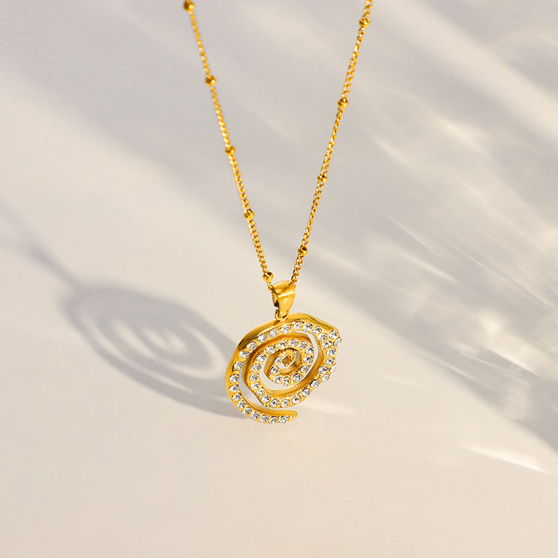 Athena Crystal Swirl Pendant Necklace