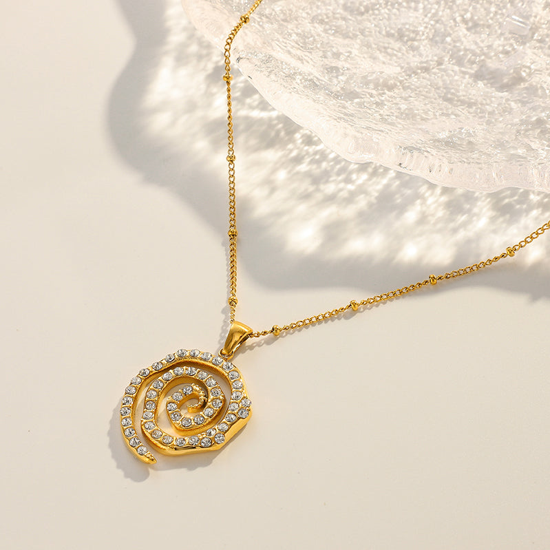 Athena Crystal Swirl Pendant Necklace
