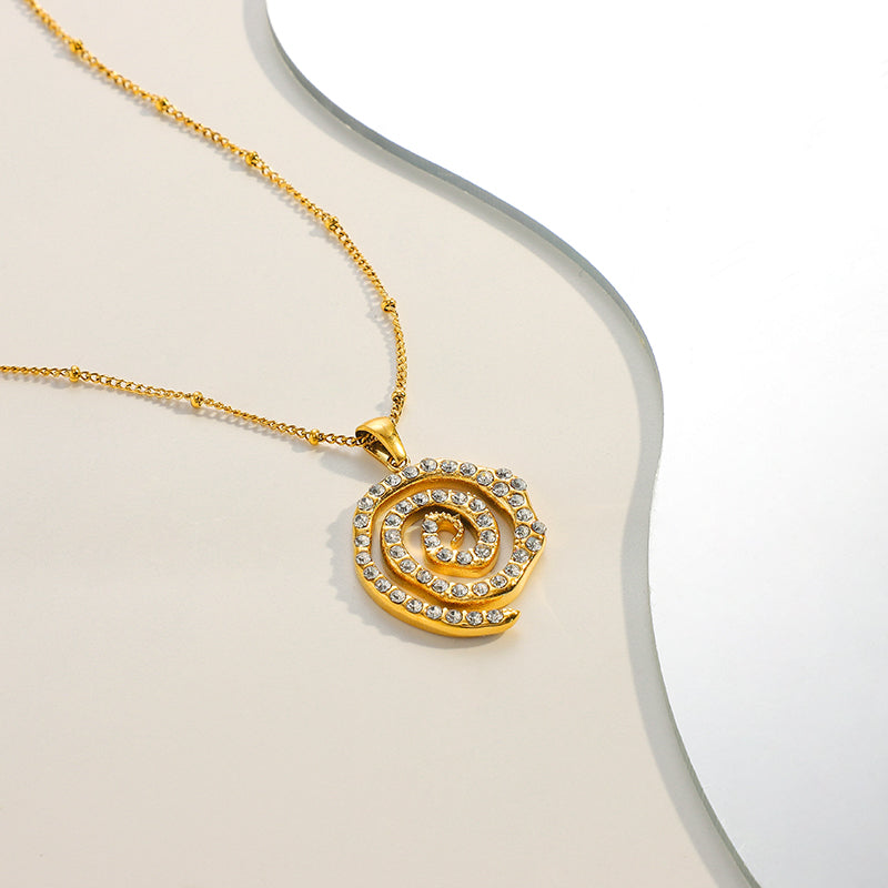 Athena Crystal Swirl Pendant Necklace