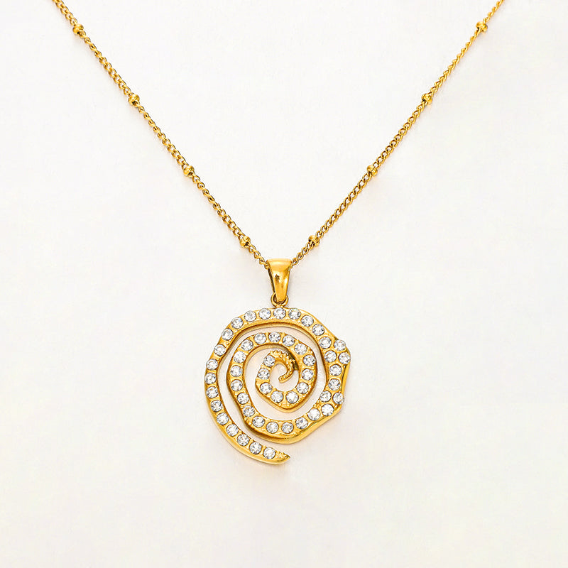 Athena Crystal Swirl Pendant Necklace
